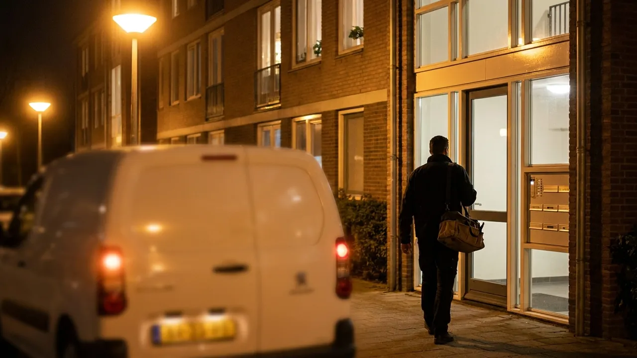 Serrurier de garde intervenant de nuit sur une porte d'entrée à Brunoy
